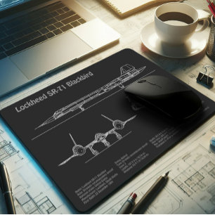 SR-71 Blackbird - Airplane Blueprint Plans PD Mouse Pad
