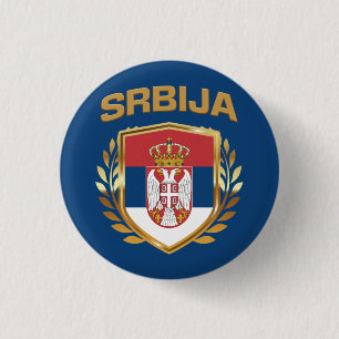 Srbija Flag Shield Serbia 3 Cm Round Badge