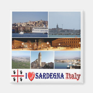 SRD039 SARDINIA I Love, Mosaic, Italy, Fridge Magnet