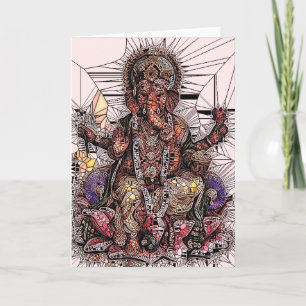 Sri Ganesha Stained Glass Greeting Card