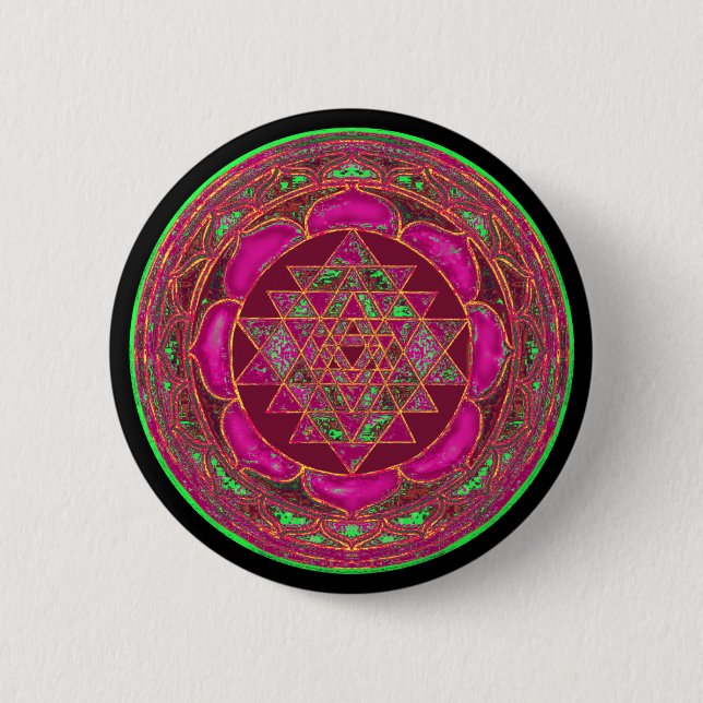 Sri Lakshmi Yantra Mandala 6 Cm Round Badge (Front)