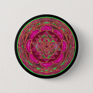 Sri Lakshmi Yantra Mandala 6 Cm Round Badge
