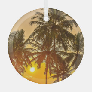 Sri Lanka Beach Sunset View Glass Tree Decoration