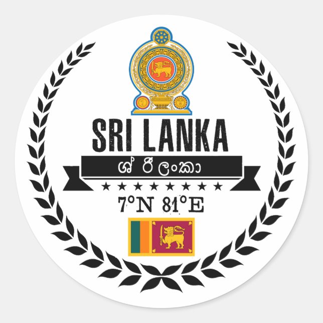 Sri Lanka Classic Round Sticker (Front)