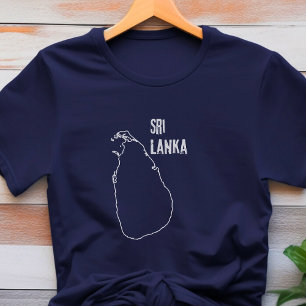 Sri Lanka Country Map Sri Lankan Line Shape Border T-Shirt