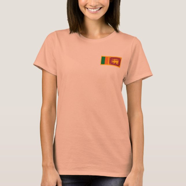 Sri Lanka Flag and Map dk T-Shirt (Front)
