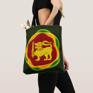 Sri Lanka Flag Colors and Lion Tote Bag