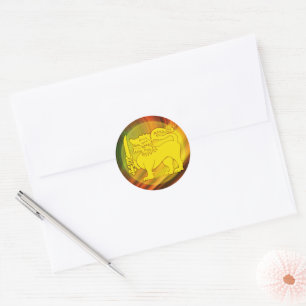 Sri Lanka Flag Lion Design Water Bottle Classic Round Sticker