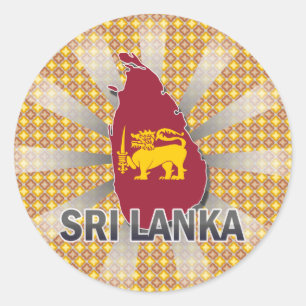 Sri Lanka Flag Map 2.0 Classic Round Sticker