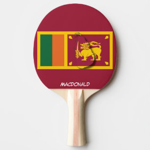 SRI LANKA FLAG & MAP Personalised Burgundy Ping Pong Paddle