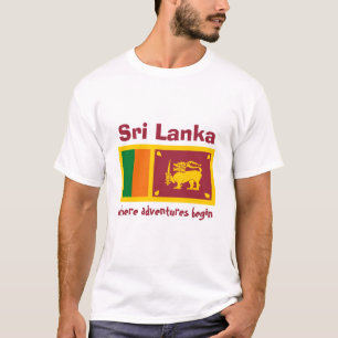 Sri Lanka Flag + Map + Text T-Shirt