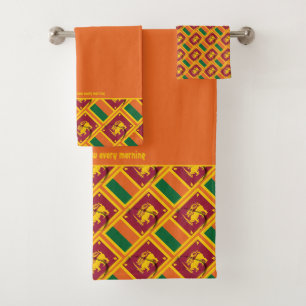 SRI LANKA FLAG Personalised Scripture ORANGE Bath Towel Set
