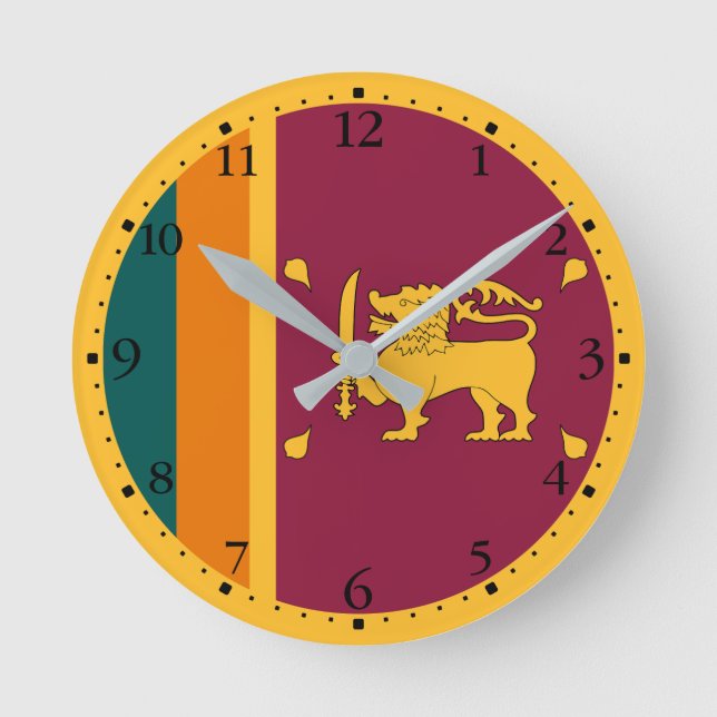 Sri Lanka Flag Round Clock (Front)