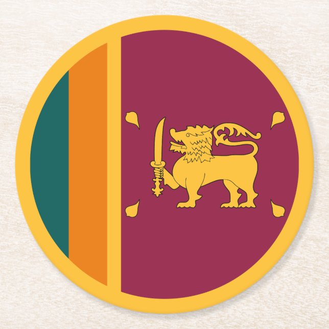 Sri Lanka Flag Round Paper Coaster (Front)