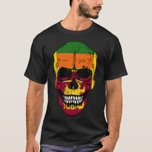 Sri Lanka Flag Skull Sri Lankan Flag Human Skull T-Shirt