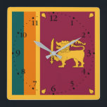 Sri Lanka Flag Square Wall Clock<br><div class="desc">Patriotic flag of Sri Lanka.</div>