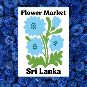 Sri Lanka Flower Market Blue Water Lily Tropical Postcard