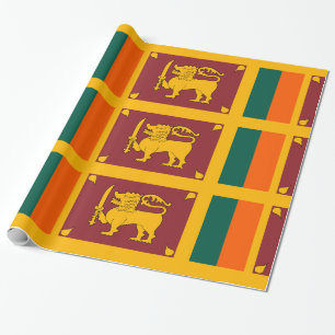 Sri Lanka Gold Orange Green Wrapping Paper