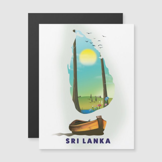 Sri Lanka Illustrated map tourism poster. (Front/Back)