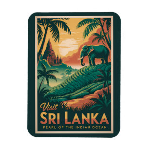 Sri Lanka Landscape Illustration Travel Art Retro Magnet
