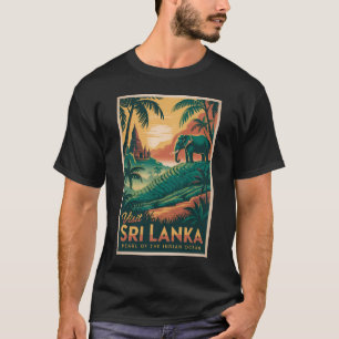 Sri Lanka Landscape Illustration Travel Art Retro T-Shirt