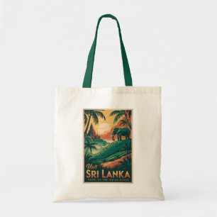 Sri Lanka Landscape Illustration Travel Art Retro Tote Bag