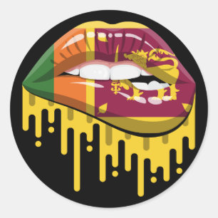 Sri Lanka lips pride root flag Classic Round Sticker