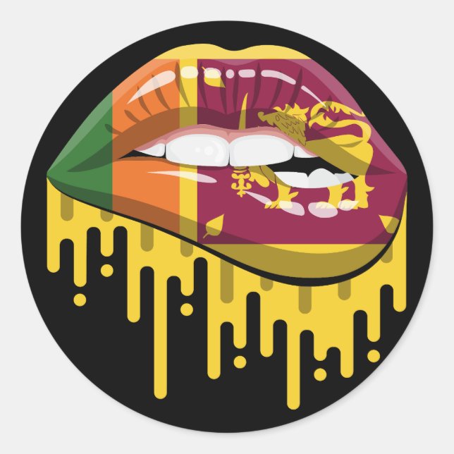 Sri Lanka lips pride root flag Classic Round Sticker (Front)