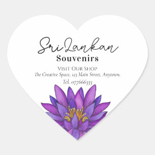 Sri Lanka  Lotus Flower Painting Heart Sticker