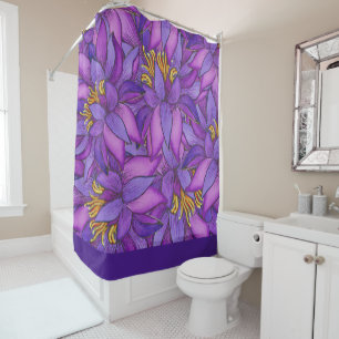 Sri Lanka  Lotus Flower Painting Shower Curtain