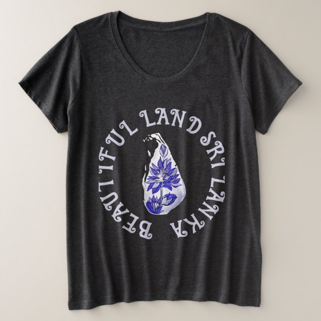 Sri Lanka Lotus Map Plus Size T-Shirt (Design Front)