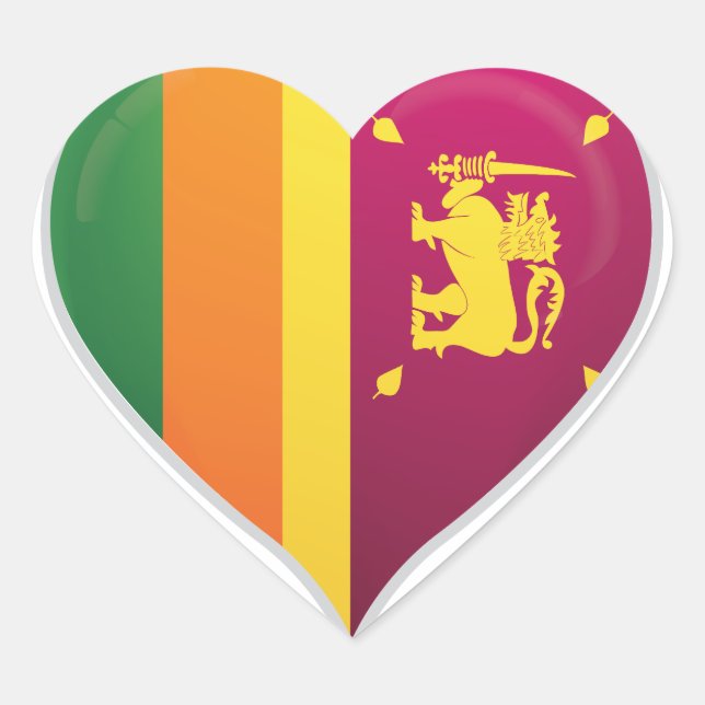 Sri Lanka love flag pride heart sticker (Front)