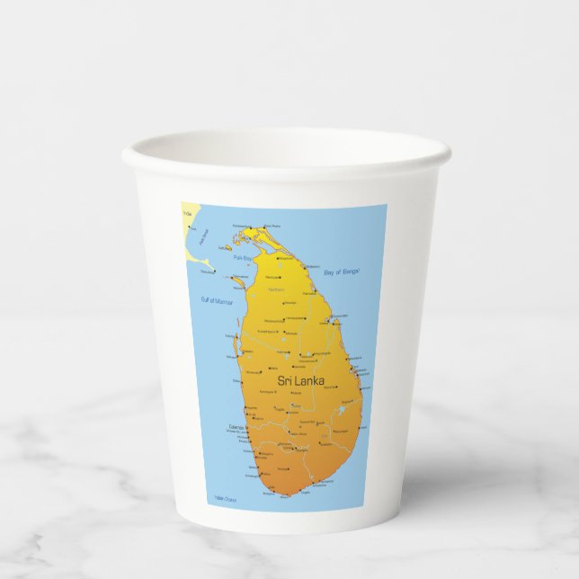 Sri Lanka Map Paper Cups (Front)
