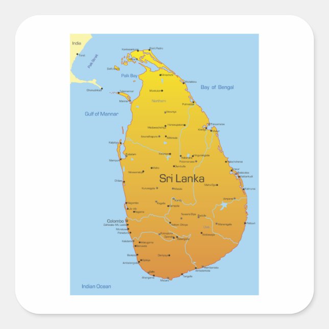 Sri Lanka Map Square Sticker (Front)