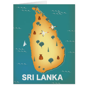 Sri Lanka map travel poster