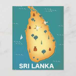 Sri Lanka map travel poster Flyer