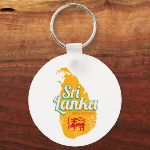 Sri Lanka Map Vintage Holiday Island Souvenir Key Ring