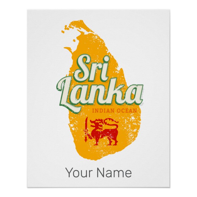 Sri Lanka Map Vintage Holiday Island Souvenir Poster (Front)