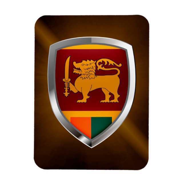 Sri Lanka Metallic Emblem Magnet (Vertical)