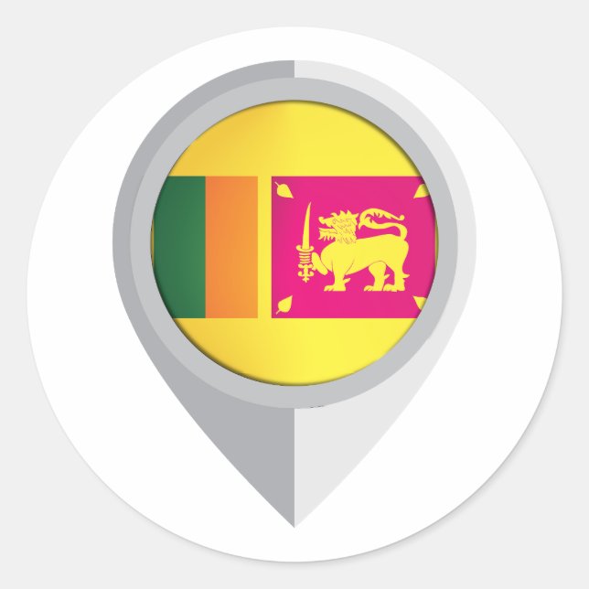 Sri Lanka Pin Location Flag Classic Round Sticker (Front)