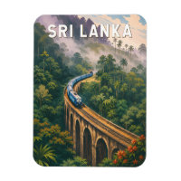 Sri Lanka Train Illustration Travel Art Vintage
