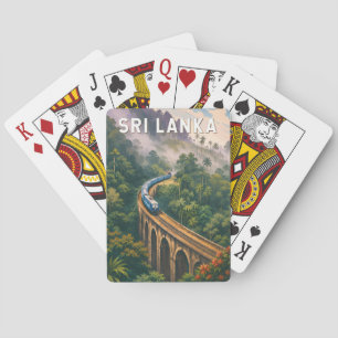 Sri Lanka Train Illustration Travel Art Vintage Playing Cards