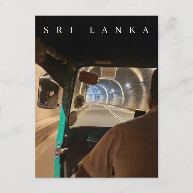 Sri Lanka tuk tuk passenger view postcard (Front)