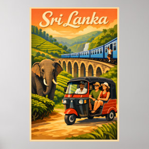 Sri Lanka Vintage Travel Poster