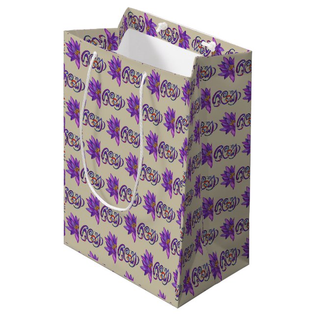 SRI LANKA Word with Lotus Medium Gift Bag (Front Angled)