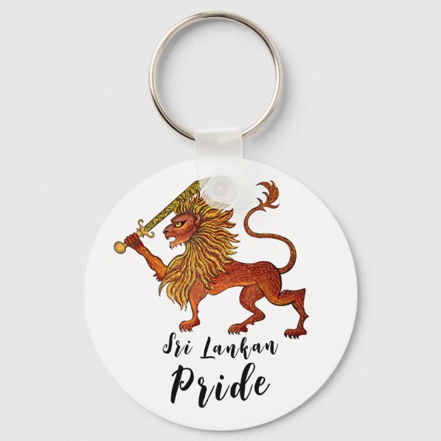 Sri Lankan flag lion Button Key Ring (Front)