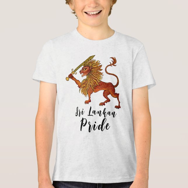 Sri Lankan flag lion Tri-Blend Shirt (Front)