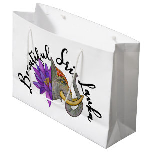 Sri Lankan Gifts with Elephant and Lotus Large Gift Bag
