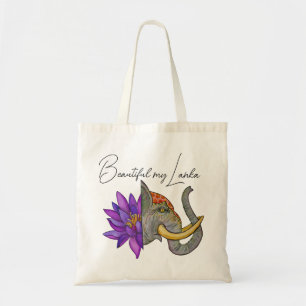 Sri Lankan Gifts with Elephant and Lotus Tote Bag