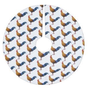 Sri Lankan junglefowl bird cartoon illustration  Brushed Polyester Tree Skirt